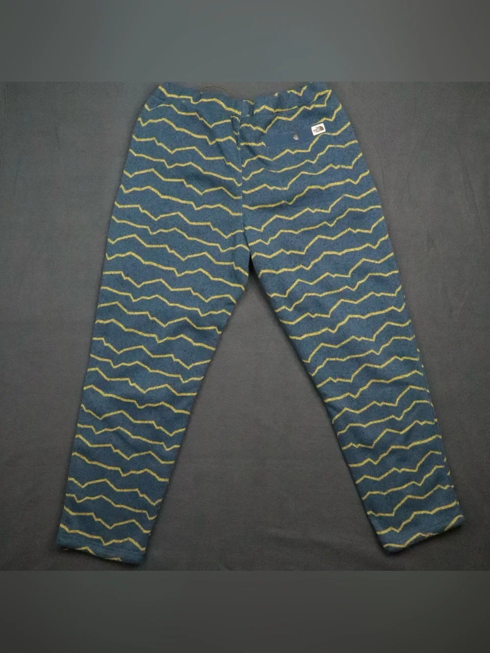 The North Face Knit Fleece Joggers Pants Blue Yellow Waves Men's Size XL